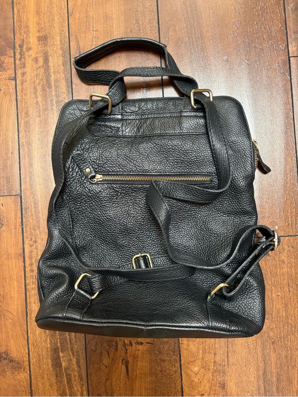 L.CREDI Black Pebble Leather Convertible Backpack Shoulder Bag Made in Italy - Picture 5 of 10